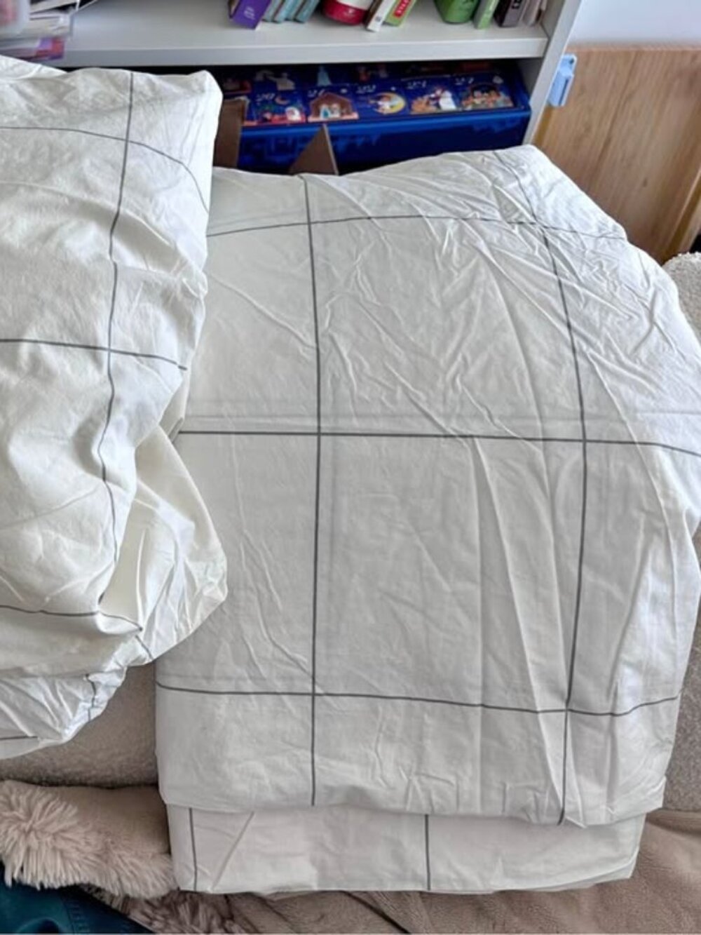 Brooklinen White Queen Windowpane 4 PCS Duvet Cover Set